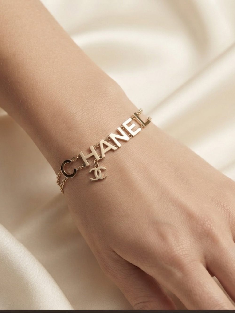 Brand New ! Gold Letter Link Bracelet with CC Charm